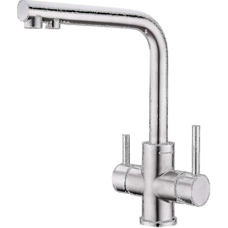 Fong Fong 3-vejs Køkkenarmatur, 360° Drejeligt Køkkenarmatur, 3-i-1 Vandfilterblander, Rustfrit Stål Vask Armatur, Drikkervandsarmatur Med 2 Håndtag