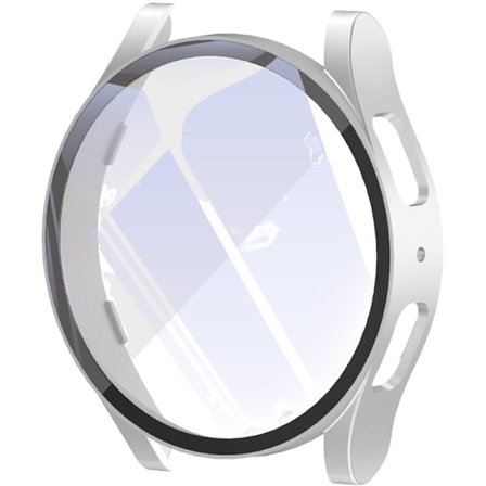 Kompatibel med Samsung Watch 7 skal, inkluderar inbyggt skärmskydd, silver, 44mm.