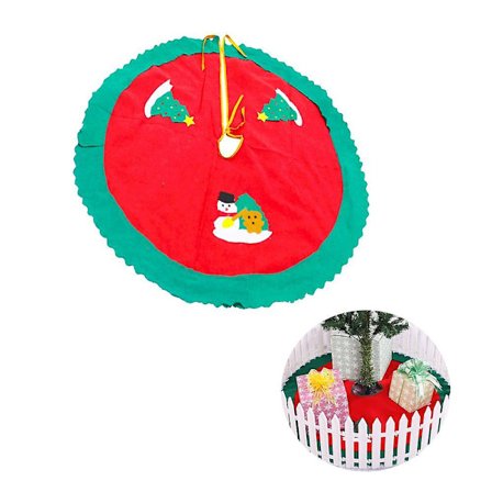 90 cm Rund Julgranspresentskydd Matta Bas Golvbeläggning Juldekoration (Snögubbe och Träd)