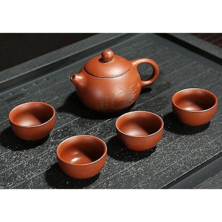 Portabel Tekanna Set Lila Sand Keramik 4 Koppar 1 Kanne Hem