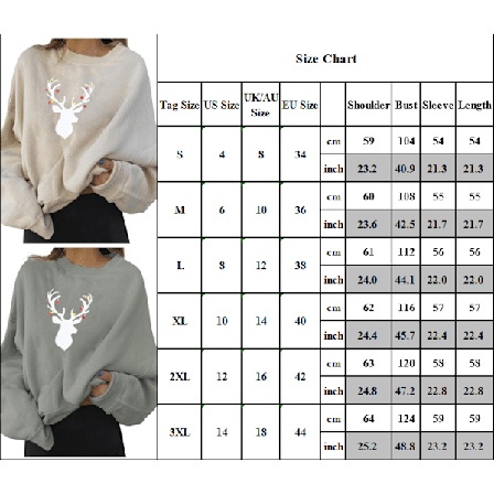 Ladie Casual Christmas Elg Print Pullover Langermet Sweatshirt