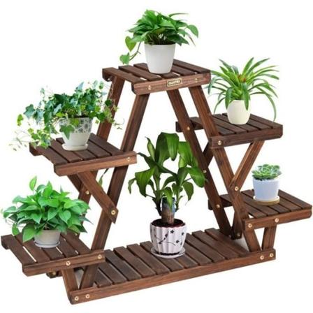 COSTWAY Blomsterställ i trä med 6 hyllor, 99 x 25 x 64,5 CM, växtstegehylla för inomhus/utomhus