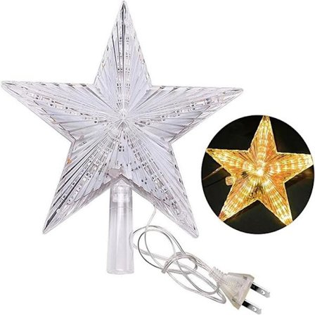 Juletræstop med 31 LED-lys med strømstik - Belyst juletræstop i varm hvid - Juletræsstjerne