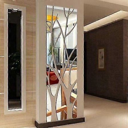 Irrotettavat 3D-peiliseinätarrat kodin sisustukseen (100*28cm hopea)