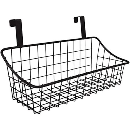 Korg med krok gallerförvaringskorg, häng bakom en dörr eller på en räcke, över skåpdörren, liten, svart, 1-pack