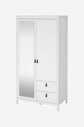 Tvilum - Madrid Garderob med 1 dörr + 1 spegeldörr + 2 lådor - Vit - Garderober - Från Homeroom