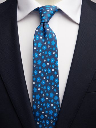 John Henric Men's Blaue Geblümte Krawatte Size 6,5