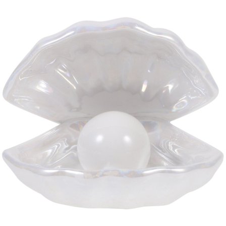 Skjell Perle Design Nattlys Keramikk Skrivebordsornamenter Sengeside Dekorativ Lampe Soverom Hjem Dekorativ Lampe (Hvit) (14X15CM, Hvit)