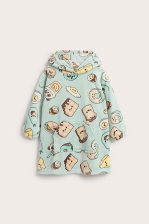 Kappahl | Bluza z kapturem, z polaru, z nadrukiem | Jasnoniebieski