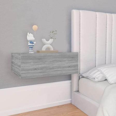 Vidaxl Svävande Sängbord 2 St Grå Sonoma 40x30x15cm Konstruerat Grå