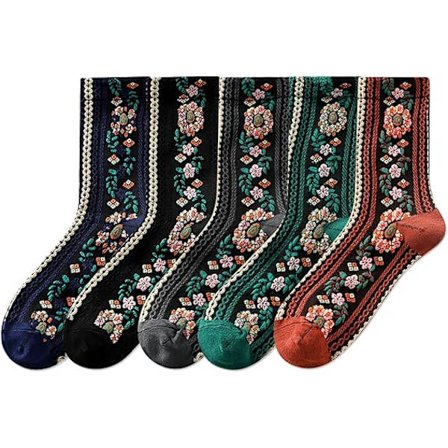 Stilfulde bomuldsstrømper til kvinder, søde og sjove, over læggen, crew sokker, feriegaver til kvinder, 5 par