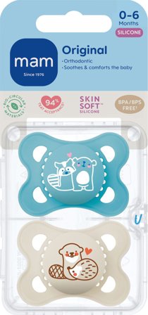 Mam Original narresmokk 0-6 måneder blå 2 stk