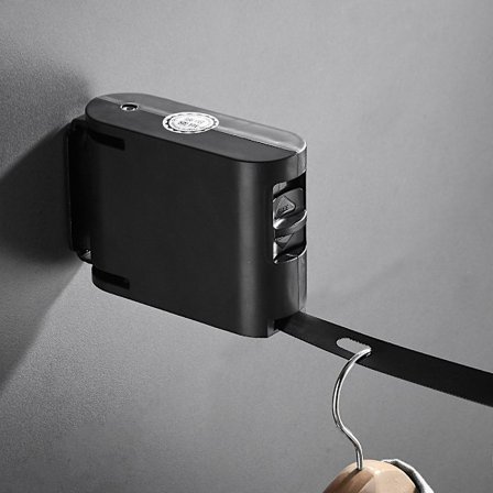 Sort tilbagetrækkelig tøjsnor, 1 til 2 vaskemaskine line opruller med 4,2M vasketøj huller til indendørs og udendørs brug