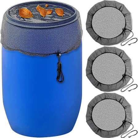 3 stk. Nett for regnvannstank: Beskyttelsesnett med snor, justerbart deksel for vanntank, beskyttelsesnett beskytter mot løv og mygglarver - Dia