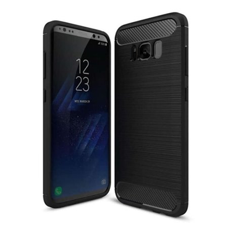 Fodral till Samsung Galaxy S8, stötdämpande kolfiberskydd (svart)