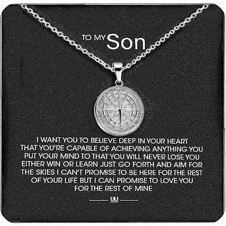 Hurtig forsendelse til min søn - Kompas vedhæng gave Personlig kompas halskæde Milepæl kompas halskæde til søn Mode smykker gave til mænd