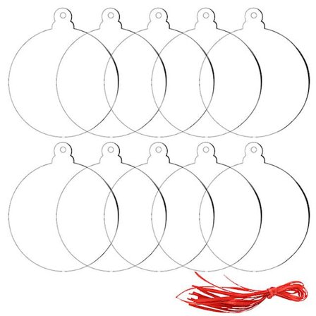 10 kpl Joulupallokoriste Kirkas akryylilevy DIY Ripustuskoriste Jouluun Häihin Kodin sisustukseen 2024 Uusi Vuosi Navidad Askartelu