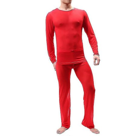 Herre Mesh Gjennomsiktig Pyjamas Sett Sexy Topp + Bukser Undertøy Erotisk Nattøy