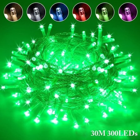 ROSNEK Lyskæde Udendørs Indendørs 300LED 30M (Grøn) Julestjerne IP44 Vandtæt, Have Bryllupper Fester