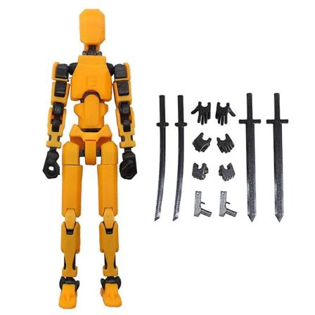 T13 ActionfigurTitan 13 Actionfigur Robot Actionfigur3D-tryckt Action Db Black Orange
