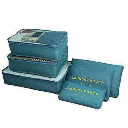 6-pak Rejseorganisator Sæt - Letvægts Lynlåsposer til Hjem og Rejser (Blå sø)