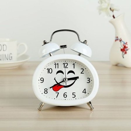Suloinen herätyskello lapsille Opiskelijan yöpöydän kello metallikellolla (valkoinen)