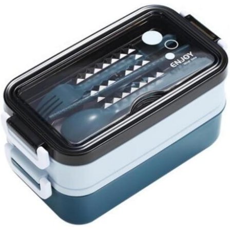 Dobbelt madkasse 1200 ml, madkasse med bestik og telefonholder – Madkasse med rum til arbejde og rejser