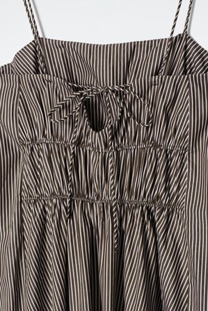 COS Femme Robe Midi Rayée À Taille Froncée in Marron