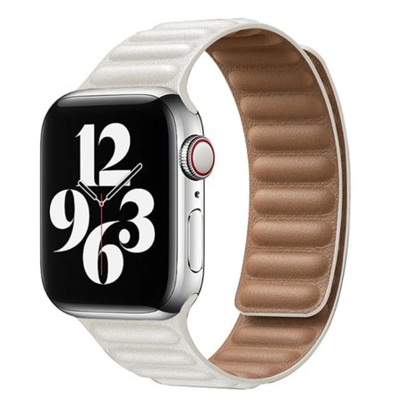 Lærreim for Apple Watch-rem 45 mm 41 mm 44 mm 40 mm Original Magnetisk Løkke Lenke Armbånd iWatch Ultar2 49 mm 9 8 7 6 SE 3 42 mm Starlight