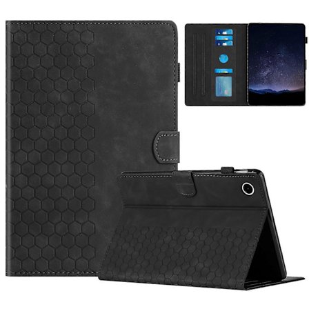 Kompatibel med Samsung Galaxy Tab A9+ Cover Honeycomb Printet Læder Tablet Cover med Kort Slot