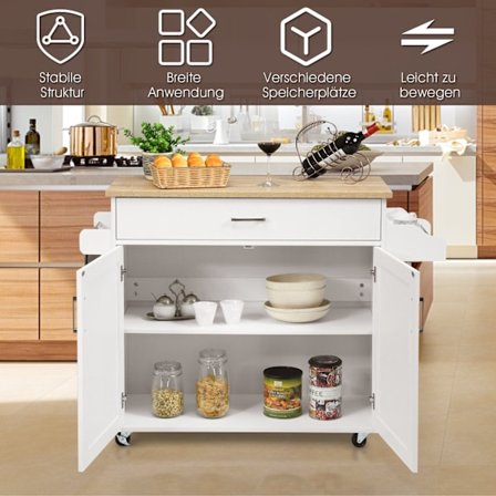 Köksvagn med justerbar hylla och låsbara hjul