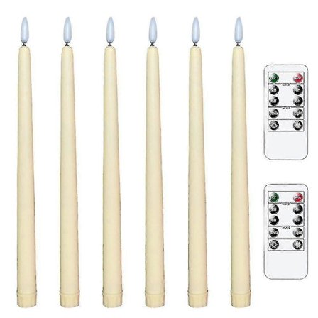 6 stk. LED flammeløse flimrende varmt lys koniske lys med 2 fjernkontroller for jul Thanksgiving Halloween hjem bryllupsdekorasjon