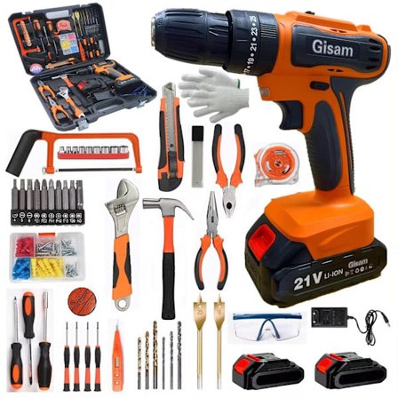 21V Trådløs Boremaskine og Elektrisk Skruetrækker Komplet Værktø