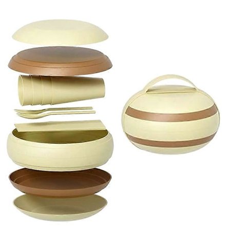 Camping Piknik Servisesett, (17 deler) Bærbart Plast Gjenbrukbart Bestikksett, Utendørs Essensielt Tallerken og