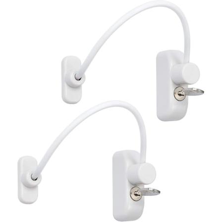 2 stk. Vindue Dør Ophold Lås Skydedør Baby Sikkerhedslås Kabel Fangst Tråde Med Rustfrit Stål Nøgle