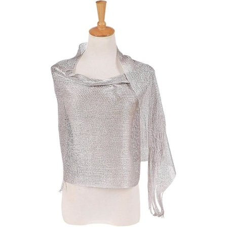 Kvinnors Aftonklänning Wrap Stole Sjal Elegant För Bröllop, Fester, Brudtärna, Bal Sjal Pompong Sjal Silver Silver