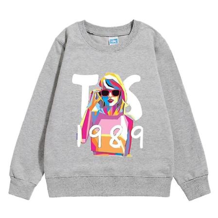5-10v Lapset Pojat Tytöt Taylor Swift 1989 print pitkähihainen pyöreäkaula casual Löysä pusero Topit Fanit Lahjat grey 5-6 years old