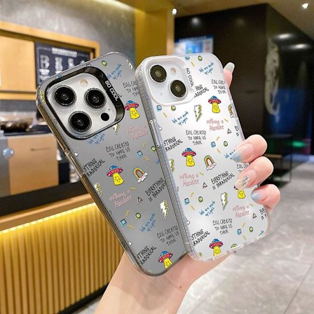 Tecknad Frosted Dubbellager Färg Silver Phone Case Iphone 15 Case Case Stil F Vit Ypmd0950