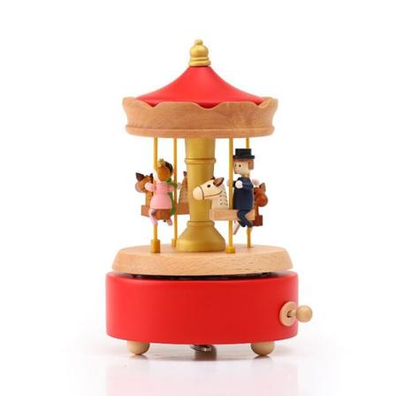 Innovativa scenarier Trämusikdosa, (Familjens merry-Go-Round)Första kreativa musikdosa Handvev Dekorativ trälåda Present och dekorationer Idé för