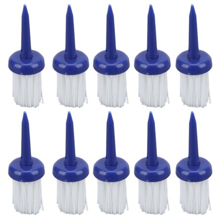 10 stk. Golf Tees Brush Type Lav Modstand Mere Distance Ensartet Højde Plastik Tees til Golf Driver TræningBlåt Håndtag Hvidt Hår