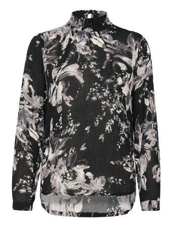 Kaamber Smock Blouse Printed Tops Blouses Long-sleeved Black Kaffe