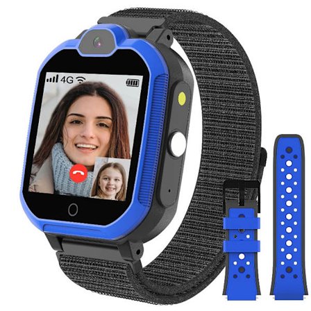 Blå, premium 4g barneklokke smartklokke GPS barneklokke stemmevideo