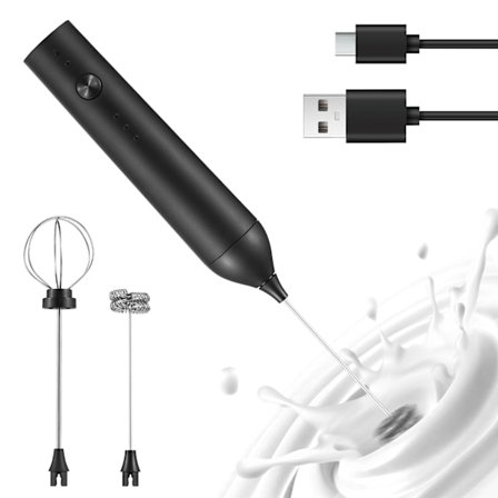 Elektrisk melkeskummer - Oppladbar håndholdt skummaskin med 3 hastighetsnivåer, stativvisp for kaffe, krem, eggehvite