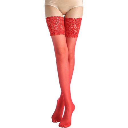 Hold Ups Lårhöga Strumpor för Kvinnor, Anti-halk Silikon, Spets Topp, 20 Denier