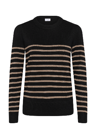 Saint Tropez Mila SZ Shimmer Stripe Pullover Tröjor Dam Svart XL