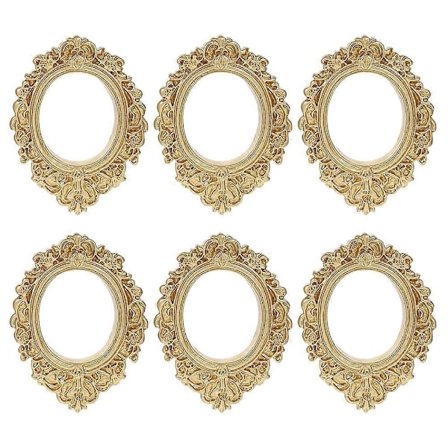 6 stk. DIY Miniature Fotorammer Håndværk Harpiks Antikke Ovale Fotorammer