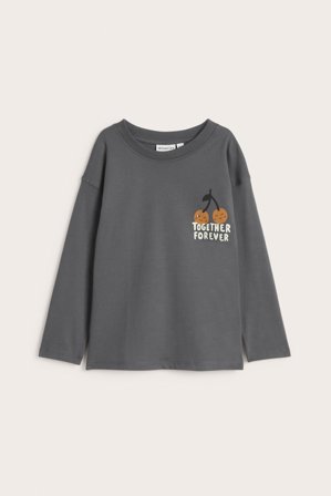 Kappahl | T-shirt z długimi rękawami i nadrukiem | Ciemnoszary