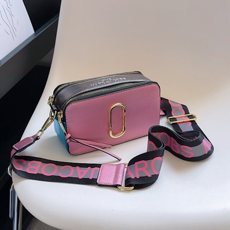 Dameveske ny 2024 sommer trendy dame bred skulderstropp M fargematching liten firkantet veske J en-skulder crossbody dobbel glidelås kameraveske