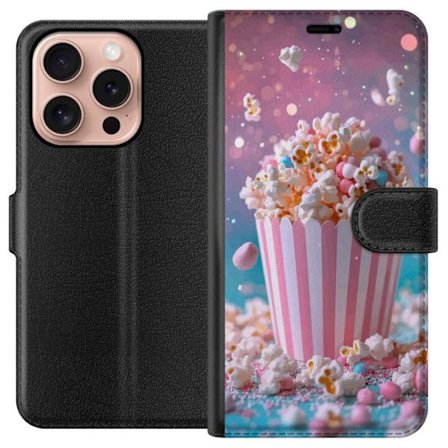 Kompatibel Tegnebogsetui til Apple Apple iPhone 16 Pro Popcorn-spand retro bio snacks sjov figur