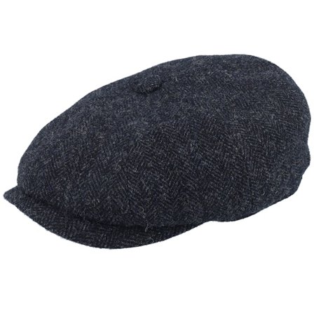 Stetson - Black - flatcap - Cap - Hatteras Wool Herringbone Heather Black Flexfit - Hatstore